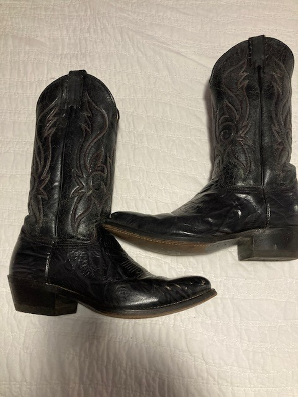 Men’s Western Cowboy Boots 8D – Leather Vamp – Black – Made in USA – Strong Sole